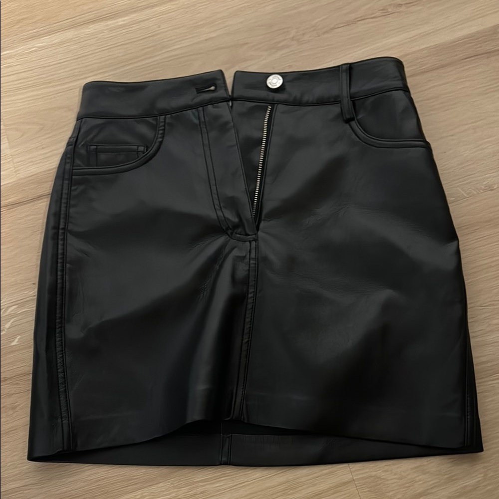 Aritzia Black Leather Skirt